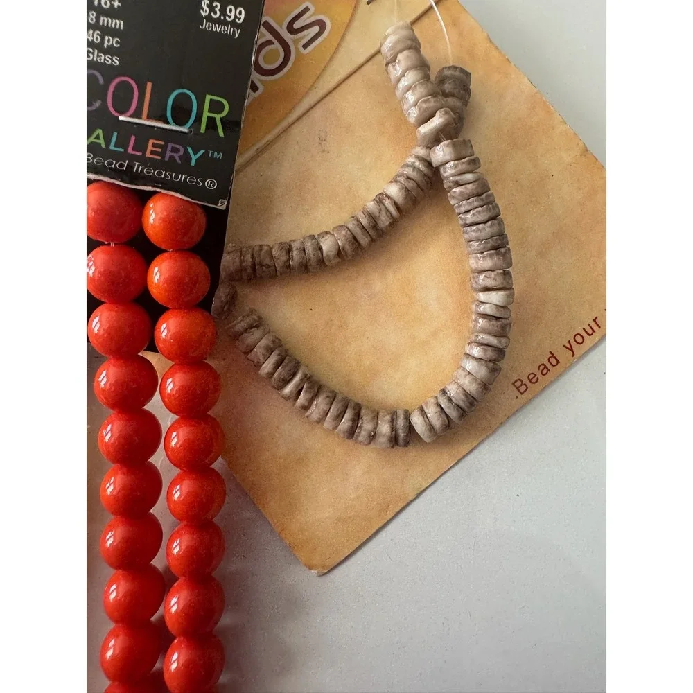 Bead Gallery Bead Treasures Jewelry Making Lot Glass Stone‎ Shell Orange White